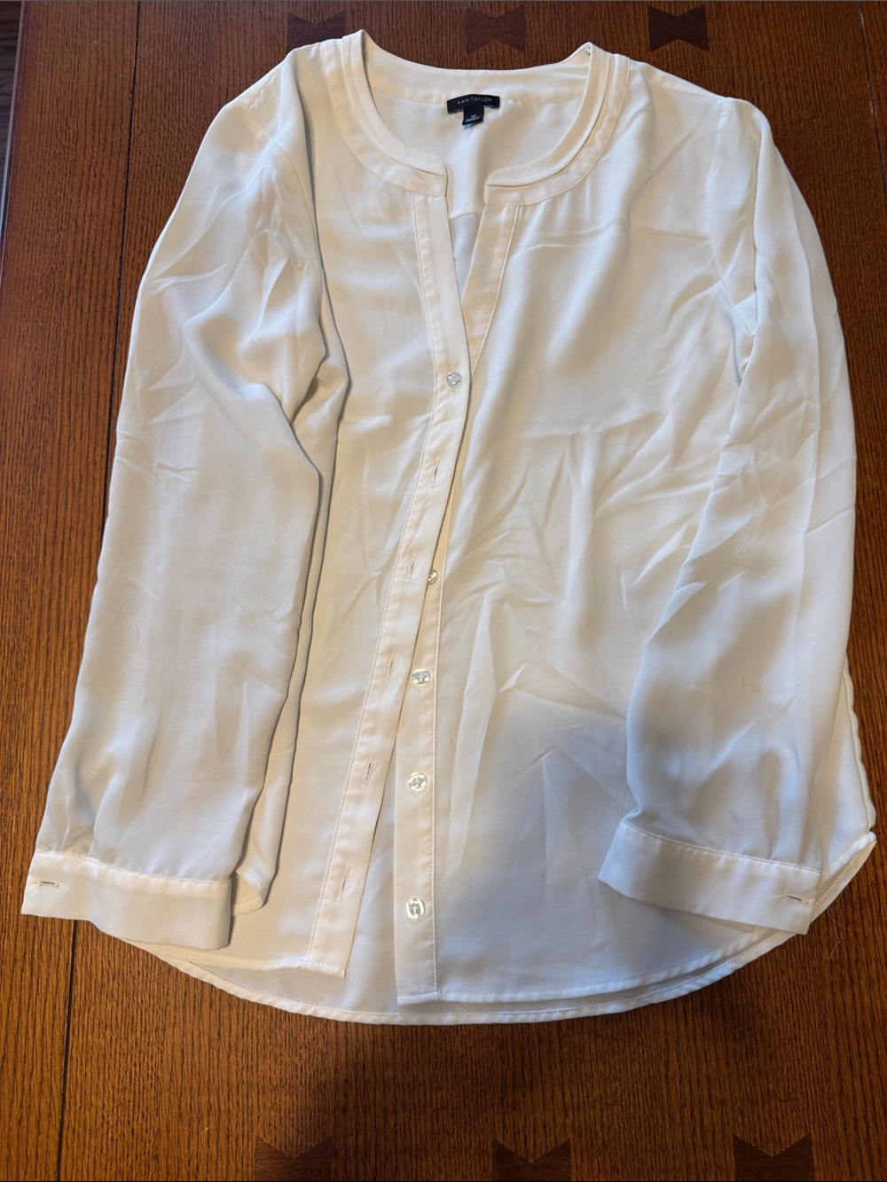 Ann Taylor Women's White Casual Button-Down Shirt